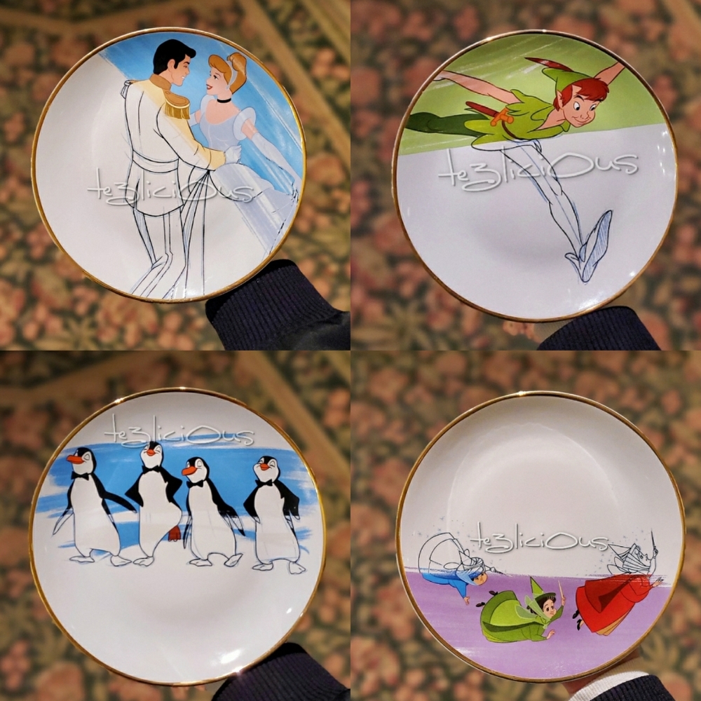 DISNEY PARKS INK & PAINT 4 CERAMIC PLATES SET